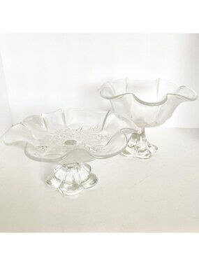 Vintage Mikasa Bianca Rosella Dogwood Frosted Clear Glass Hostess Serving Set